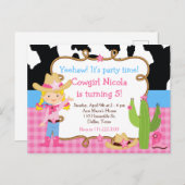 金髪カウガール西部風誕生日パーティー ポストカード (正面/裏面)