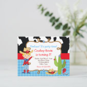 金髪カウボーイのウェスタン誕生日パーティー ポストカード (スタンド正面)