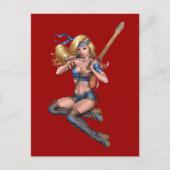 金髪ギタープレーヤーとアメリカ国旗:アル・リオ ポストカード (正面)