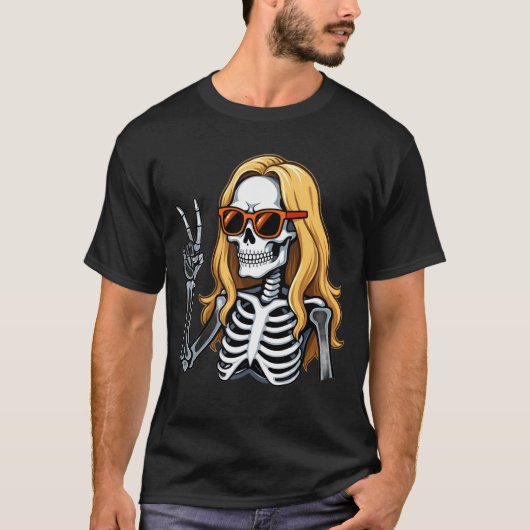 金髪スケルトンがピースサイン Tシャツ (正面)