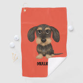 金髪ダシュント |かわいいドッグテクケル名前をカスタムする ゴルフタオル (インサイチュ)