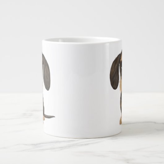 金髪ダシュント |かわいいマンガ犬のテクケル ジャンボコーヒーマグカップ (正面)