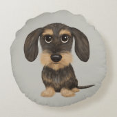 金髪ダシュント |かわいいマンガ犬のテクケル ラウンドクッション (裏面)