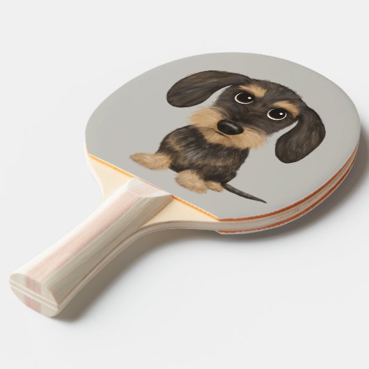金髪ダシュント |かわいいマンガ犬のテクケル 卓球ラケット (正面アングル)