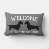 金髪ダッシュントのシルエット毛虫の犬 ランバークッション (正面)