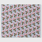 金髪ダッシュンドクリスマス名前をカスタムする犬 ラッピングペーパー (フラット)