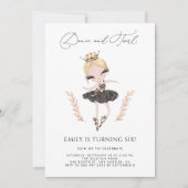 金髪バレリーナのブラックドレス輝く誕生日 招待状 (正面)