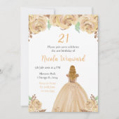 金髪プリンセス ピーチの花のバースデーパーティー 招待状 (正面)