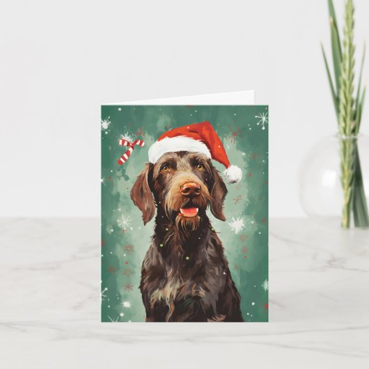 金髪ポインタークリスマスブ絵画ラシのカラー カード (正面)