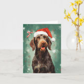 金髪ポインタークリスマスブ絵画ラシのカラー カード (黄色い花)