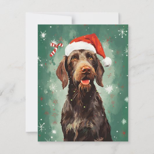 金髪ポインタークリスマスブ絵画ラシのカラー シーズンカード (正面)