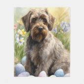 金髪ポインティンググリフォンイースターエッグホリデー フリースブランケット (正面)