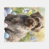 金髪ポインティンググリフォンイースターエッグホリデー フリースブランケット (正面(横))