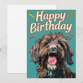 金髪ポインティンググリフォンハッピーバースデー シーズンカード (正面/裏面)