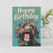 金髪ポインティンググリフォンハッピーバースデー シーズンカード (スタンド正面)