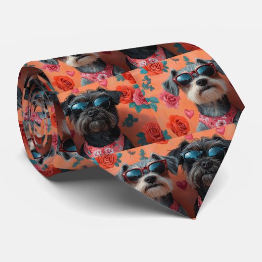 金髪ポインティンググリフォンハートバレンタインデー ネクタイ (ロール)