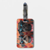 金髪ポインティンググリフォンハートバレンタインデー ラゲッジタグ (裏面縦)