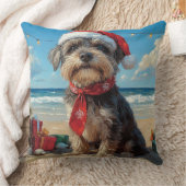 金髪ポインティンググリフォン犬クリスマスビーチ クッション (ブランケット)