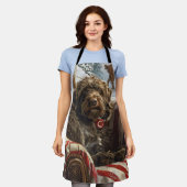 金髪ポインティンググリフォン犬クリスマスフェスティバル エプロン (着用した状態)