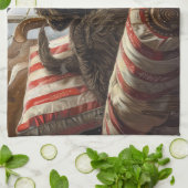 金髪ポインティンググリフォン犬クリスマスフェスティバル キッチンタオル (折り畳み)