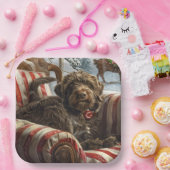 金髪ポインティンググリフォン犬クリスマスフェスティバル ペーパープレート (パーティー)