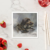 金髪ポインティンググリフォン、ウッドコック狩り スタンダードカクテルナプキン (インサイチュ)