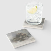 金髪ポインティンググリフォン、ウッドコック狩り ストーンコースター (横)