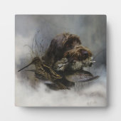 金髪ポインティンググリフォン、ウッドコック狩り フォトプラーク (正面)