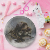 金髪ポインティンググリフォン、ウッドコック狩り ペーパープレート (パーティー)