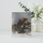 金髪ポインティンググリフォン、ウッドコック狩り ポストカード (スタンド正面)