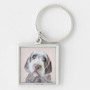 金髪ポインティング絵画グリフォン – Dog Art キーホルダー