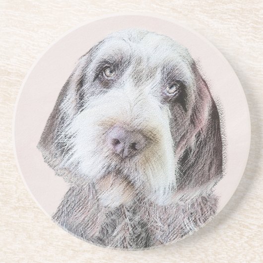金髪ポインティング絵画グリフォン – Dog Art コースター (正面)