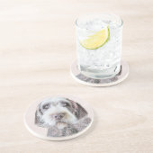 金髪ポインティング絵画グリフォン – Dog Art コースター (側面)