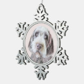 金髪ポインティング絵画グリフォン – Dog Art スノーフレークピューターオーナメント (右)