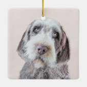 金髪ポインティング絵画グリフォン – Dog Art セラミックオーナメント (裏面)