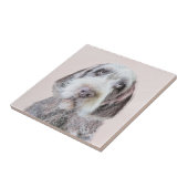 金髪ポインティング絵画グリフォン – Dog Art タイル (側面)