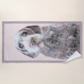 金髪ポインティング絵画グリフォン – Dog Art ビーチタオル (正面)