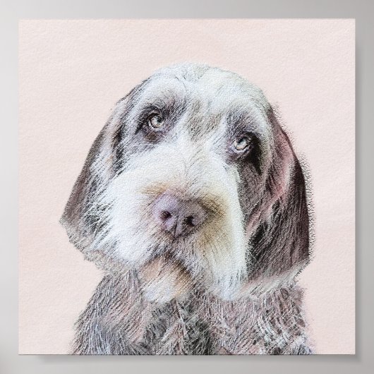 金髪ポインティング絵画グリフォン – Dog Art ポスター (正面)