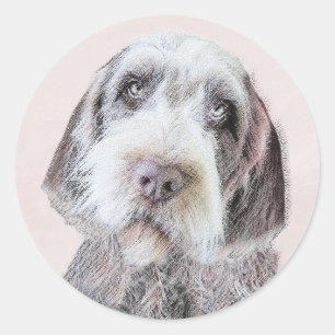 金髪ポインティング絵画グリフォン – Dog Art ラウンドシール