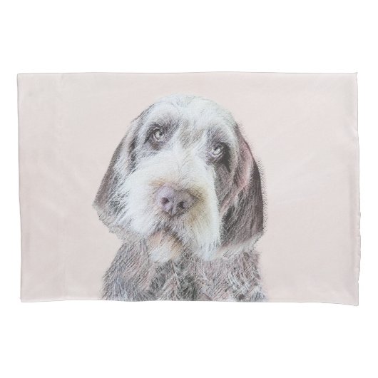 金髪ポインティング絵画グリフォン – Dog Art 枕カバー (正面)