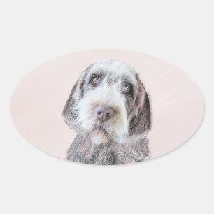 金髪ポインティング絵画グリフォン – Dog Art 楕円形シール