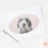 金髪ポインティング絵画グリフォン – Dog Art 楕円形シール (封筒)