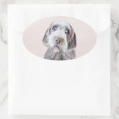 金髪ポインティング絵画グリフォン – Dog Art 楕円形シール (バッグ)