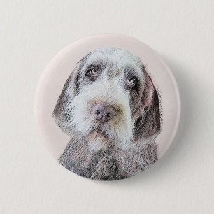 金髪ポインティング絵画グリフォン – Dog Art 缶バッジ