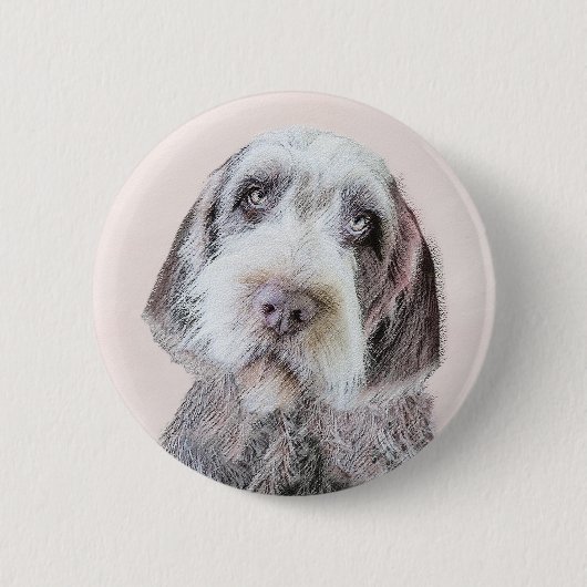 金髪ポインティング絵画グリフォン – Dog Art 缶バッジ (正面)