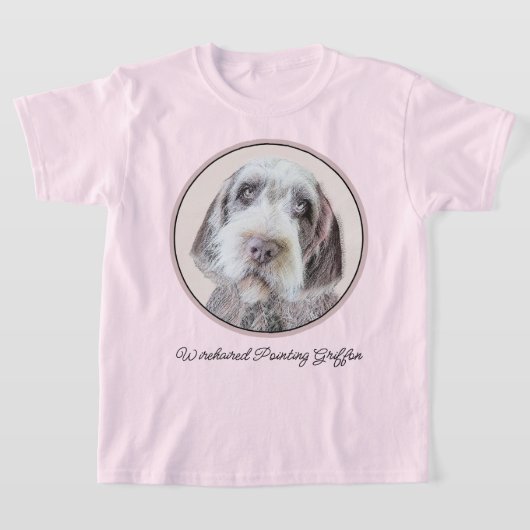 金髪ポインティング絵画グリフォン – Dog Art Tシャツ (レイダウン)