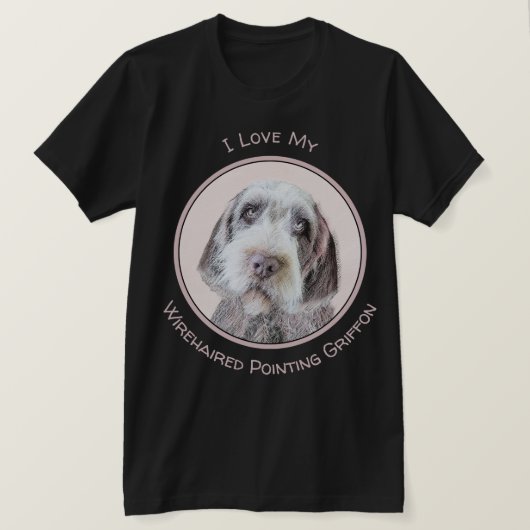 金髪ポインティング絵画グリフォン – Dog Art Tシャツ (デザイン正面)