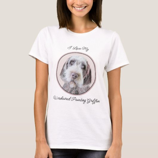 金髪ポインティング絵画グリフォン – Dog Art Tシャツ (正面)