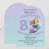 金髪マーメイドの年齢の誕生日パーティーの招待状 招待状 (正面/裏面)