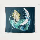 金髪人魚 三日月 ファンタジー アールデコ タペストリー (正面(横))